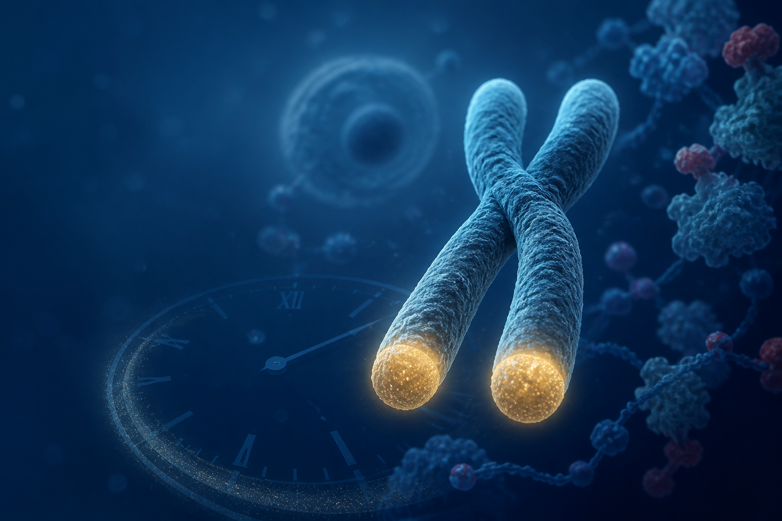 Koruyucu telomer uçları vurgulanan kromozomun bilimsel illüstrasyonu